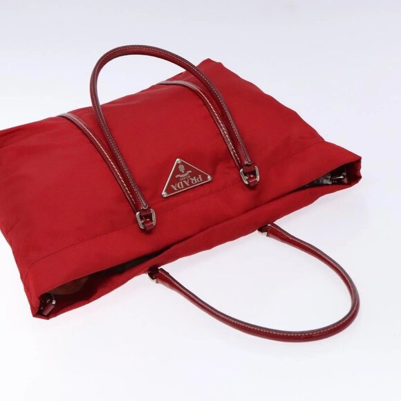 PRADA Tote Bag Nylon Red Silver Auth 138844 - Picture 7 of 16
